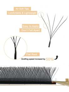 PALM LASHES Bộ nối mi 5D hình chữ W, mi tự nhiên mềm mại, dày 0.07mm, cong chữ C, 8-15mm, nhiều màu, dạng chùm, mi giả lông chồn mờ màu đen, dễ tạo chùm, mi giả dạng lòng bàn tay. - C - Xem 2