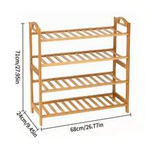 3/4/5层竹制鞋架，木制储物架，适用于玄关、衣柜和宿舍，结构坚固，易于组装，节省空间，可用于存放鞋子、植物和日常用品。 - 多重規格 - 查看 12