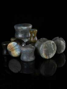 1 Pair Fashionable Bohemian Retro Rock Style Glitter Stone Ear Gauges, Unisex Piercing Jewelry Suitable For Daily Wear And Parties, Great Gift - Ear Gauge - View 3