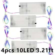 10/20/30 piezas Luces de cadena de alambre de cobre con pilas, longitud de 0.98/1.98/2.98 m, adecuadas para dormitorio, fiesta interior, boda, cumpleaños, manualidades DIY, Día de San Valentín, Pascua, decoración navideña, blanco cálido/blanco/multicolor, baterías no incluidas - Lámpara de alambre de cobre - Ver 2
