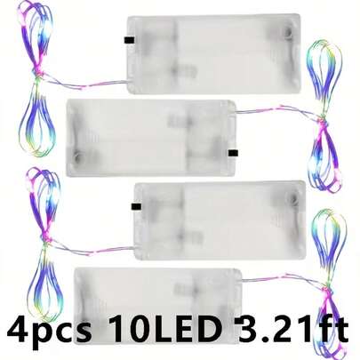 10/20/30pcs Battery Operated Mini Copper Wire String Lights, 3.21/6.49/9.77ft Length, Suitable For Bedroom, Indoor Party, Wedding, Birthday, DIY Crafts, Valentine's Day, Easter, Christmas Decor, Warm White/White/Colorful, Batteries Not Included