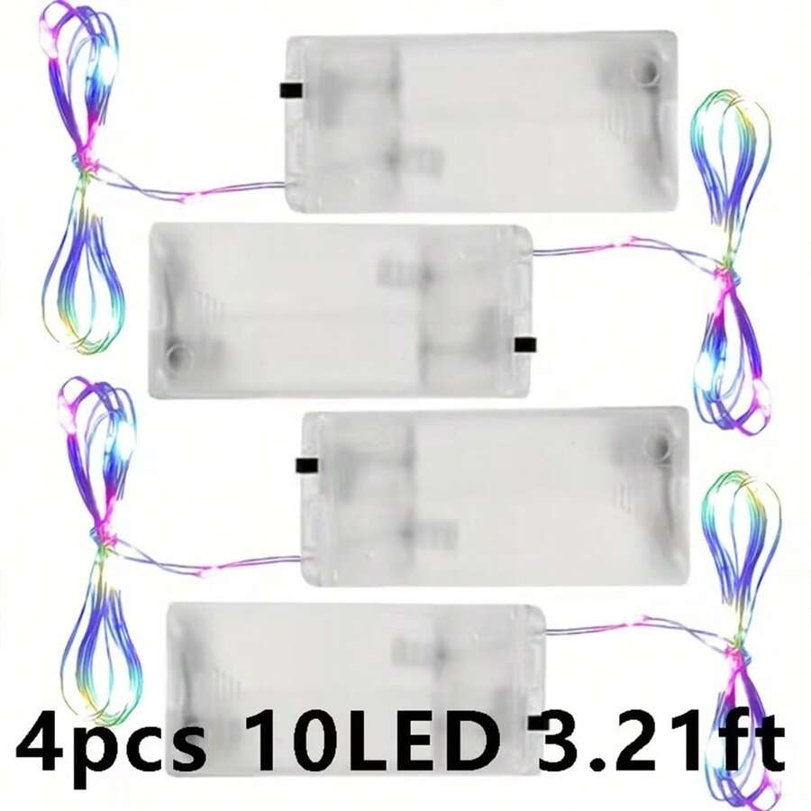 10/20/30 piezas Luces de cadena de alambre de cobre con pilas, longitud de 0.98/1.98/2.98 m, adecuadas para dormitorio, fiesta interior, boda, cumpleaños, manualidades DIY, Día de San Valentín, Pascua, decoración navideña, blanco cálido/blanco/multicolor, baterías no incluidas