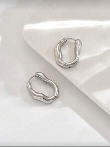 一对纹理不对称耳环，独特设计凸显您的个人魅力，简约时尚，适合各种场合。 - 銀色 - 查看 9