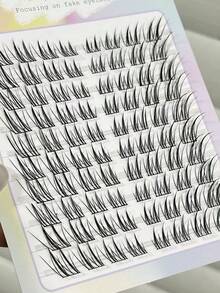 80pcs Transparent Fox-Inspired Segmented False Eyelashes, Natural Look Foxy Eye Elongating Lashes, Mink Lash Effect - View 7