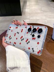 1个时尚甜美格子蝴蝶结樱桃图案透明气囊TPU材质防震手机壳，适合作为三星Galaxy S22/23/24/25/A05/A05S/A53/A54/A55等型号的节日礼物 - 彩色 - 查看 3