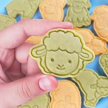 8pcs, Little Sheep 3D Cartoon Cookie Cutters, Pressable Baking Molds For Cookie, Cake, And Other Pastries - Pink - View 3