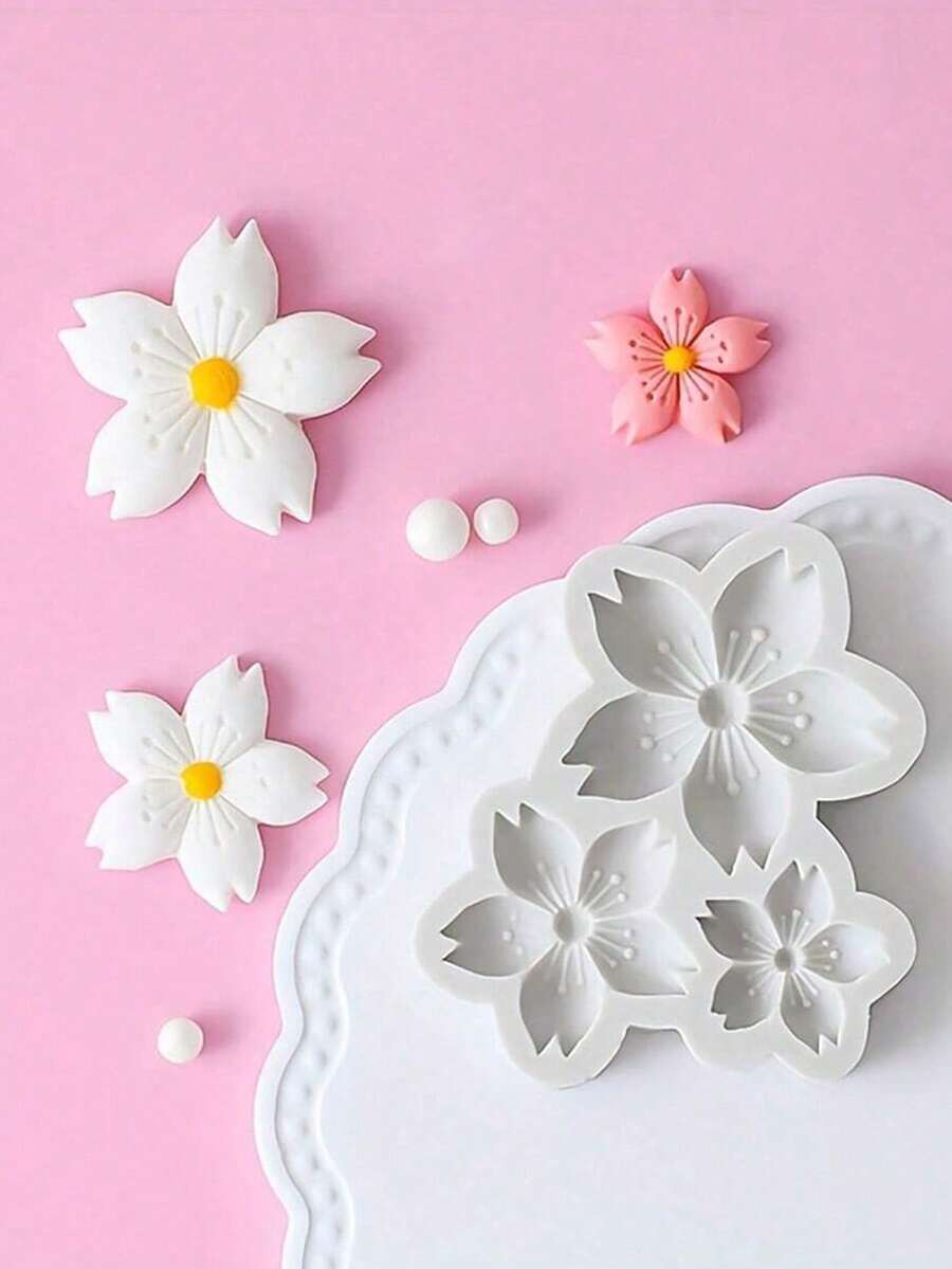 1Pc 3D Cherry Blossom Silicone Mold For DIY Soap, Candle & Jewelry Making - DIY Cherry Blossom Silicone Mold - View 1