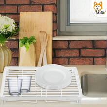 1 Bộ kệ đựng đồ nhà bếp màu trắng có thể xếp chồng lên nhau, kệ mở gấp gọn làm từ chất liệu PP và kim loại bền chắc, đa năng dùng cho phòng tắm, mặt bàn và tủ, khung ống kim loại, kệ tiện dụng, trang trí nhà cửa, trang trí mùa xuân, quà tặng Ngày của Mẹ. - trắng - Xem 4