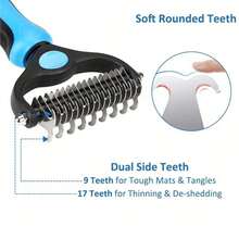 1支宠物去毛刷，通用猫狗美容刷，家居清洁美容工具，易于梳理，减少掉毛 - 藍色 - 查看 4