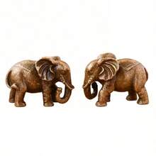 Brass-Colored Elephant Home Decor: Adorable Brass-Tone Elephant Sculpture, Suitable For Home Decor, No Power Needed, Fits Living Room And Office, Perfect Gift For Animal Lovers And Home Decor Enthusiasts. - Elephant - View 5