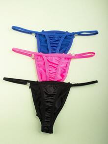 3piece Men's Steel Ring Thong, Men's Underwear, Soft Comfortable For Special Scenes, Ideal Valentine's Day Gifts For Male Friends - Multicolor - View 3