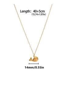 1pc Stainless Steel Waterproof Non-Fading Gold Whale Pendant Necklace, Suitable For Women's Daily Wear - Whale Necklace - View 2