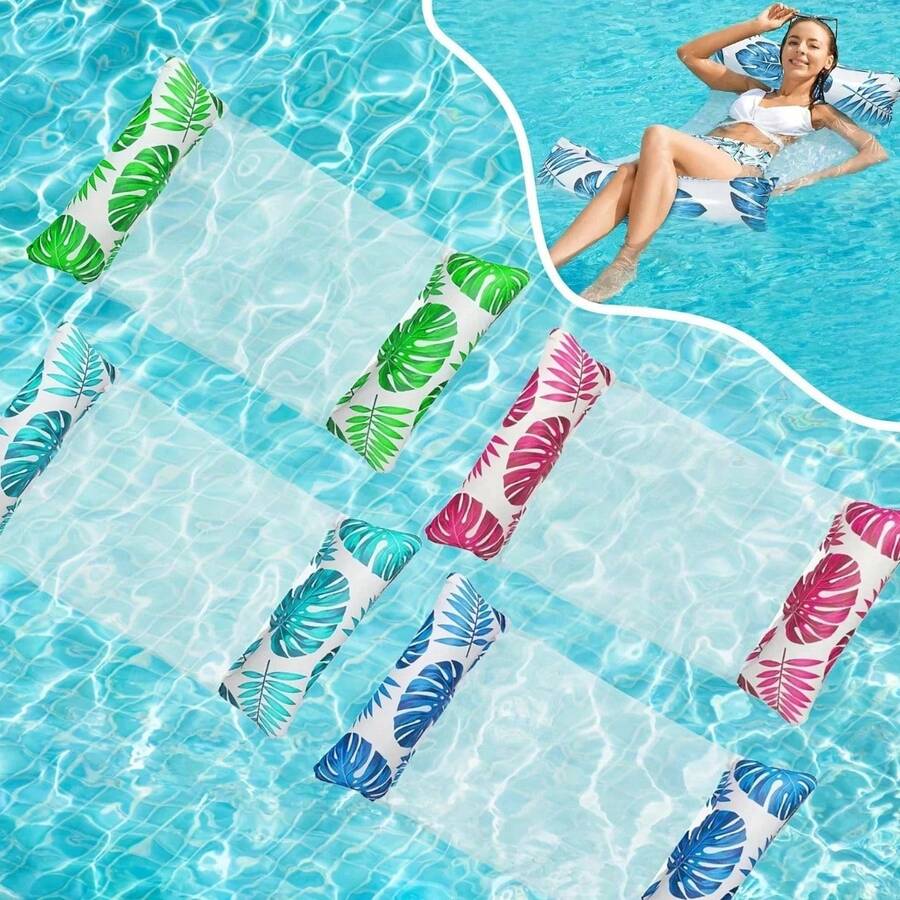 2 Packs Pool Hammock Upgrated Water Pool Floats, 4-In-1 (Hammock, Saddle, Lounge Chair, Drifter) Multi-Purpose Water Pool Float, Non-Stick PVC Material Multi-Purpose Inflatable Pool Floats PVC Water Hammock Lounge Floaties - Multicolor - View 1
