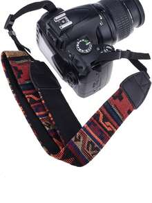 1pc Camera Shoulder Strap, Retro Pattern Camera Neck Strap - Multicolor - View 8