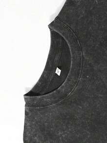 Helstar Y2K Washed Cotton T Shirt For Men Round Neck Short Sleeve Casual Streetwear Fashion Top Comfortable Lightweight Everyday Wear Outdoor Activity Holiday Gift - Black - View 3