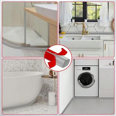 1pc 39.37inch/78.74inch Flexible Quarter-Round Bathroom Threshold - Waterproof Barrier For Shower Corners Or Kitchen Sinks - Vinyl Material