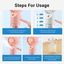 Hailicare Portable Humidifying Fan, High-Power Handheld Mist Fan, Portable USB Rechargeable Handheld Fan Humidifier, Water Humidifying Rechargeable Mini Handheld Fan, Battery Capacity: 800mAh - Handheld - View 9