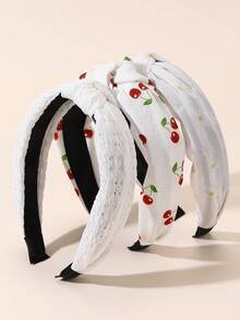 3条装女士简约优雅白色樱花雏菊印花发带，适合日常、节日、婚礼等场合 - 彩色 - 查看 2