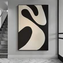 Wrap-Style Frame, 2D Plane, Abstract Canvas Wall Decoration, High-Definition Print, Simple Wall Decoration Item, Modern Minimalist Black And Beige Geometric Abstract Decorative Art Canvas Brushwork, Suitable For Living Room, Corridor, Dining Room, Bedroom, Office, Ideal Holiday Gift, Easy To Hang. - Nhiều màu - Xem 4
