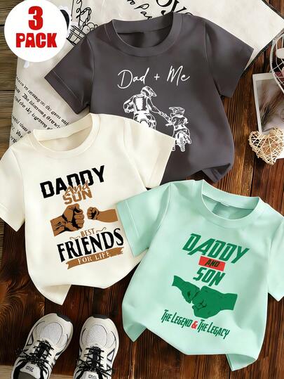 3件套男童印花短袖T恤，学生夏季套装，儿童礼物