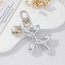 1pc Y2K Aesthetic Metallic Balloon Dog Keychain, Cute Bag Charm Pendant With Heart Decor, Fashion Backpack Accessory & Birthday Gift For Teenage Girls, Women And Animal Lovers - Balloon Dog - View 3