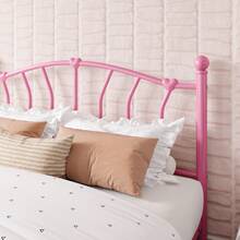 Allewie 14 Inch Twin/Full/Queen/King Size Metal Platform Bed Frame With Heart-Shaped Headboard And Footboard/Iron-Art Mattress Foundation/Under Bed Storage/No Box Spring Needed/Easy Assembly/Noise-Free/Pink - 粉色 - 查看 3