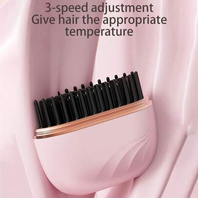 PinkSings Bàn chải duỗi tóc mini không dây, sạc lại được, cầm tay, 3 chế độ nhiệt, làm nóng nhanh, chống bỏng, quà tặng tại nhà và khi đi du lịch.