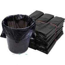 50pcs Black Thick Garbage Bags, Heavy Duty, 32*52cm, Large Capacity, Reusable, Kitchen & Outdoor Trash Bags - Black - View 8