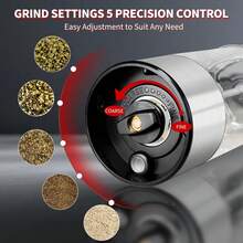 [Stainless Steel Grinder] 2pcs/1pc Rechargeable Electric Salt And Pepper Grinder Set, Premium Stainless Steel Automatic Pepper Salt Mill Grinder Set With LED Light, 3.2oz Larger Capacity, 6 Adjustable Coarseness - 2PCS - View 8