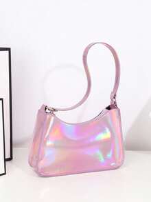 Minimalist Fashion One Shoulder Underarm Baguette Bag - Baby Pink - View 5