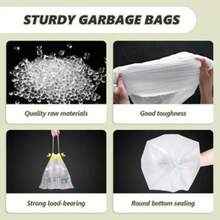 100pcs/5rolls Gray Drawstring Trash Bags, 3.96 Gallon Garbage Bags, Suitable For Kitchen, Office, Living Room (17.72 X 19.69 Inches, White & Gray) - 100 Pieces In 5 Volumes - View 8