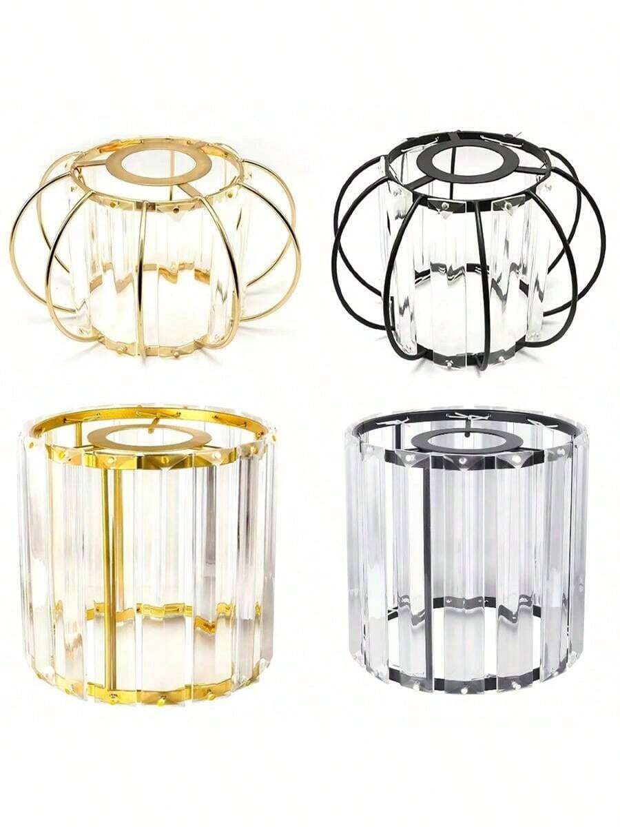 1pc Luxury Sparkling Modern Crystal Glass Lamp Shade, Suitable For Living Room, Bedroom And Bathroom, Transparent Crystal Pendant Light With Geometric Lines, Refracting Dreamy Radiance (Lamp Shade Only, No Light Source!)