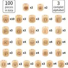 72/100pcs Wooden Letter Beads 12 Mm For Threading Wooden Beads Set With Letters Pack Of 72/100 - Beechwood Letter Beads - View 10