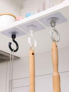 1/4/6pcs No-Trace Rotating No-Nail Ceiling Hooks, No-Drilling Damage-Free Roof/Wall Mounted Heavy-Duty Hanging Door Hooks - Multicolor - View 3