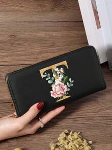 Fashion Women's Wallet, Simple And Portable Long Wallet, Vibrant Letter Printing Design, Lightweight And Durable, Suitable For Daily Use - Burgundy - View 55