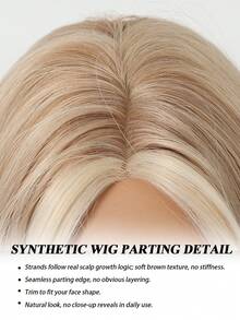26 Inch Heat Resistant Synthetic Wig, No Bangs, Caramel Brown Color, Suitable For Daily Wear, Parties, Cosplay And Other Occasions - Gold - View 6