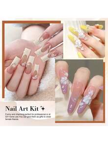 Limegirl 胶水和雕刻胶水套装，包含 3 色 UV/LED 渐变彩绘凝胶和雕刻胶水，配有海绵、笔和夹子，适合初学者 DIY 渐变和光晕美甲套装，适合家庭和沙龙使用。 - 彩色 - 查看 8