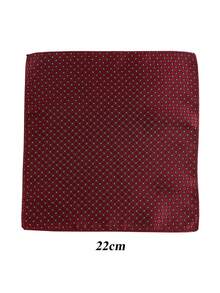 ZLQ&GOU Set Dasi Jacquard Poliester Merah Anggur 2 Buah, Sapu Tangan Saku Poliester 22cm yang Serasi, Cocok untuk Pakaian Formal Bisnis - Burgundy - View 5