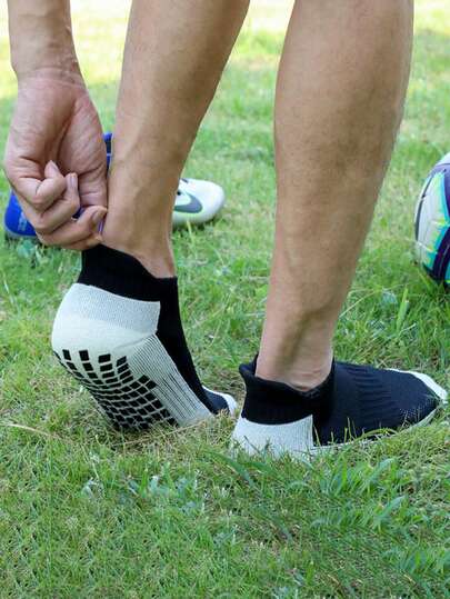 1/3/6 Pairs Dual Pack Glue-Point Football Socks, Spring And Summer Short Adult And Youth Sports Socks, Anti-Slip Silicone Pads, Stay-On Heels, Unisex