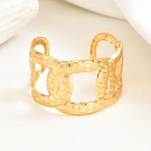 1 pezzo Braccialetto di moda europeo e americano, con motivi floreali e geometrici cavi, adatto per l'uso quotidiano delle donne - Dorato - Visualizzare 6