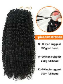 Tóc giả Afro xoăn Boho, tóc móc xoăn tự nhiên không thắt nút, 50g/150g/250g, tóc móc sợi mảnh, tóc thật xoăn xù Afro, tóc vô hình 12A, tóc nối nhẹ, màu đen tự nhiên, tóc móc Miracle Knots. - Natural Black - Xem 7