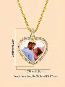 1pc Customized Sparkling Cubic Zirconia Pendant Necklace, Personalized Photo/Couple Photo Pendant Necklace, Suitable For Women, Men, Family, Friends, Parents, Boyfriend/Girlfriend, Suitable For Holidays, Anniversaries, Birthdays, Thoughtful Gift - Multicolor - View 6
