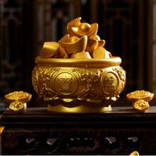 微缩逼真金色财富滚动微景观DIY新年金色饰品，元宝摇钱树装饰，迷你逼真金币，元宝，金条，算盘，如意，花生，大米，福罐，宝罐 - 金色 - 查看 2