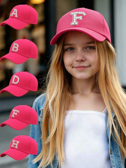 1pc Letter Children's Baseball Cap,Girls' Standing Brimmed Hat, UV Resistant Sun Hat, Daily Outdoor Sun Hat For Children Aged 3-16