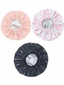 5/3/1pc Double-Layer Hair Care Cap, Anti-Hair Loss Cap, Postpartum Cap, Hair Mask Cap, Dry/Wet Hair Cap, Sleep Cap - Multicolor - View 3