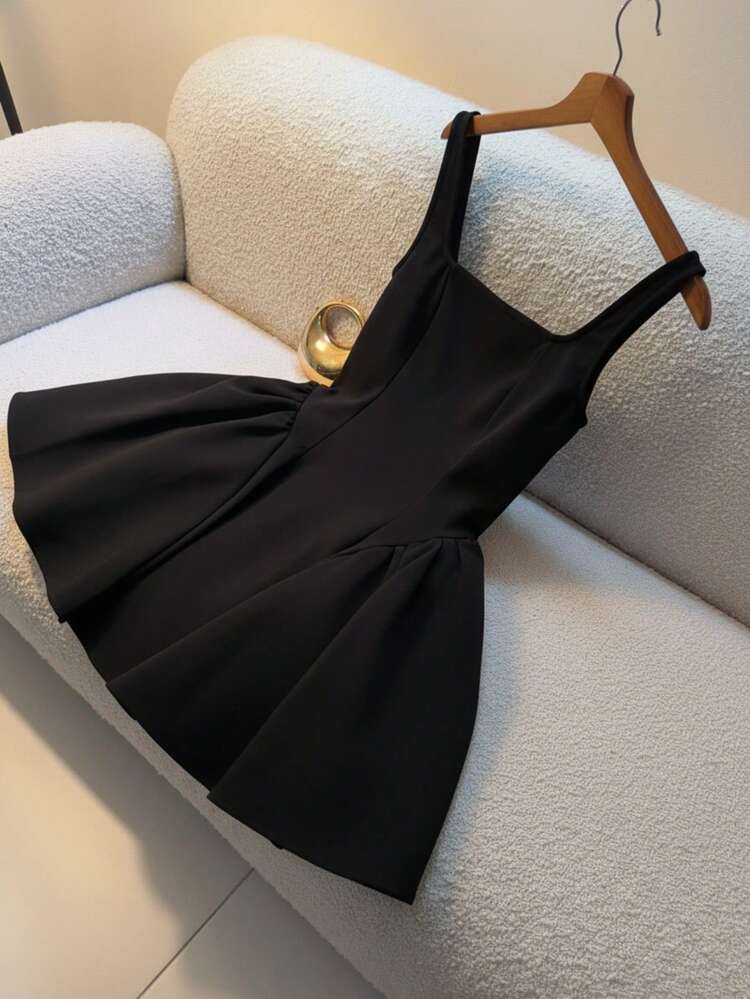 short flowy black dress Aayomet Summer Dress Women's Casual Off The Shoulder Flowy Mini Dresses with Puff Sleeves Summer Beach Sundress,Black XL