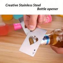 1件裝 Ace Of Spades 不鏽鋼開瓶器，多功能開瓶工具，適用於餐廳、廚房、家庭聚會、酒吧、飯店、派對，開瓶器配件，廚房配件 - 黑與白 - 查看 2