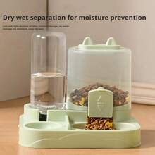 Automatic Cat Feeder And Waterer All-In-One Pet Food Water Dispenser Large Capacity Food Storage Dispenser Pet Supplies - Xám - Xem 2