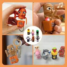 1Pc Italian Brainrot Funny Sound Keychain With Glow & Voice Feature, Novelty Italian Meme Sound Button Keyring, Funny Animals Stress Relief Fidget Toy, Creative Sensory Autism Anxiety Relief Gag Gift, Fashion Bag Charm Backpack Pendant Accessory For Teens Adults Women Men - F:茶杯女孩 - 查看 8