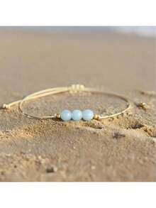 1 chiếc vòng tay đá Aquamarine, vòng tay nữ, quà tặng sinh nhật lần thứ 21, trang sức đá Aquamarine, quà tặng đá sinh tháng 3, trang sức cung Song Ngư. - Màu xanh nhạt - Xem 7